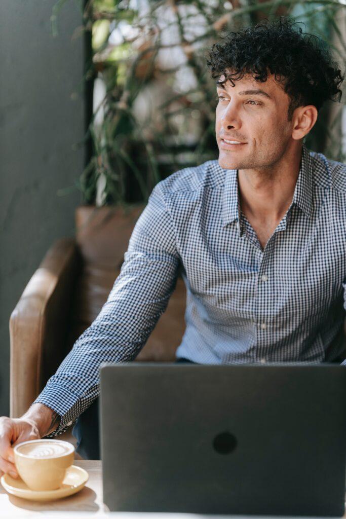 man having coffee